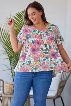 Picture of PLUS SIZE V NECK FLORAL TOP